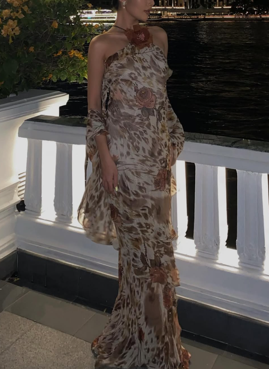 Vintage Sheath Halter Chiffon Prom Dress Evening Dress SH2026