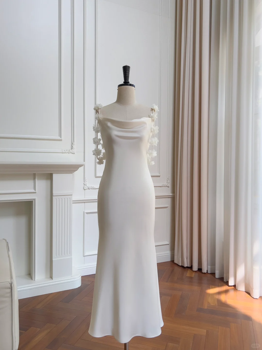 Charming White Spaghetti Straps Formal Party Dress Guest Dress S482