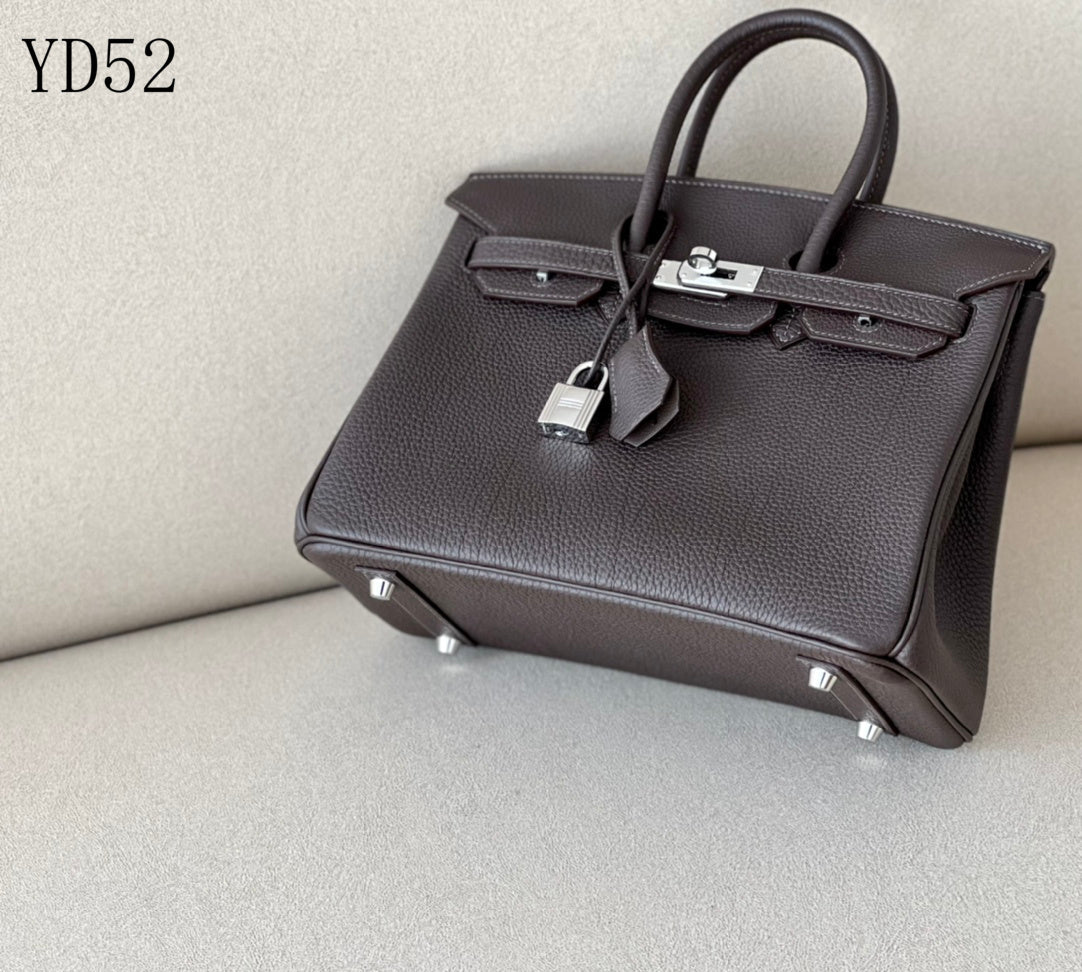 H BIRKIN 25 TOGO BROWN SILVER HARDWARE 25CM