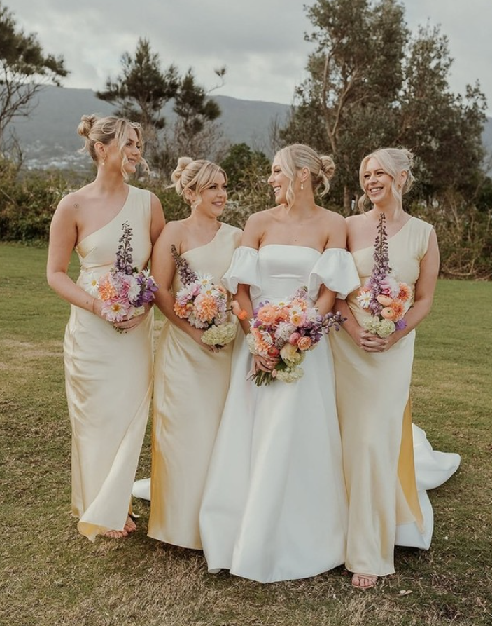 Pretty Sheath One Shoulder Brown Satin Bridesmaid Dress Evening Dress with Slit SH3207