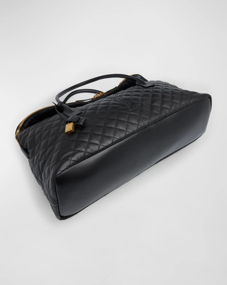 Saint Laurent ES Giant Travel Bag Smooth Quilted Leather With Gold Hardware