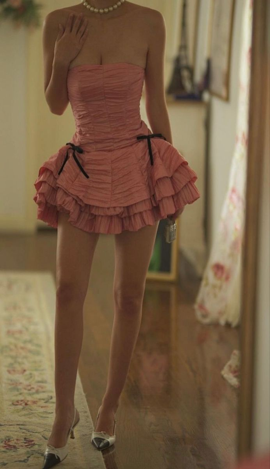 Elegant Strapless Pink A Line Homecoming Dress Short Birthday Dress S316