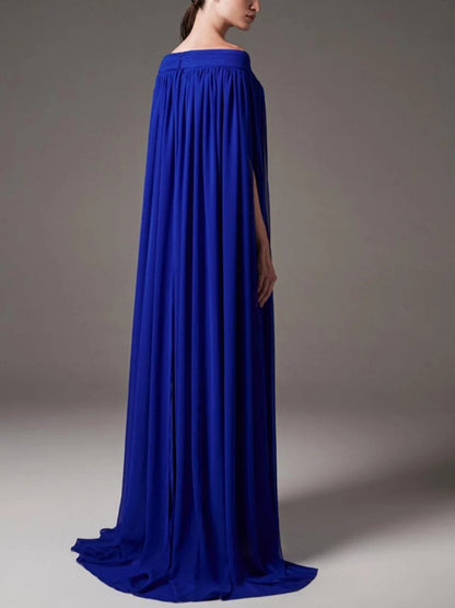Off-the-shoulder Solid Color Maxi Dress
