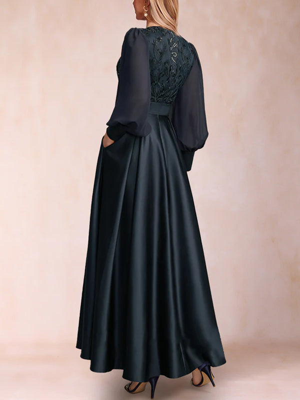 A-Line/Princess Scoop Long Sleeves Mother of the Bride Dresses with Applique