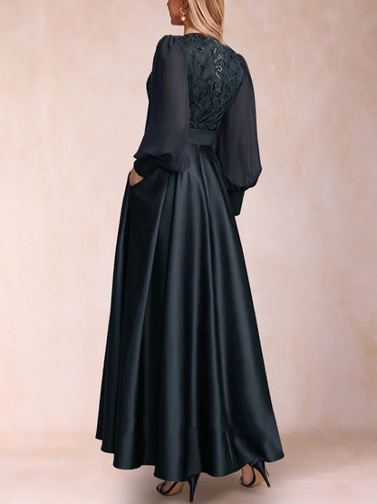 A-Line/Princess Scoop Long Sleeves Mother of the Bride Dresses with Applique