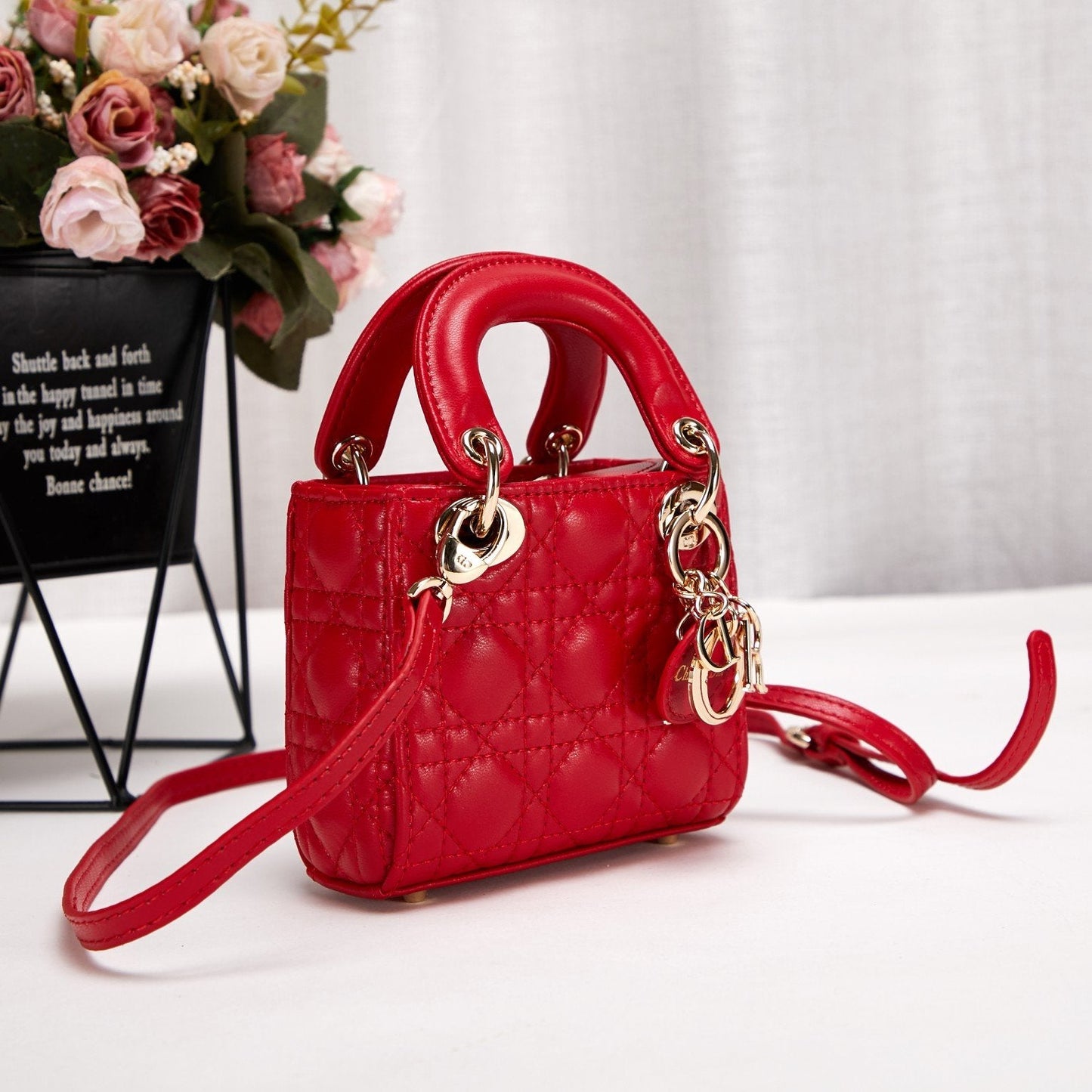 Dior Micro Lady Dior Cannage Heart Red