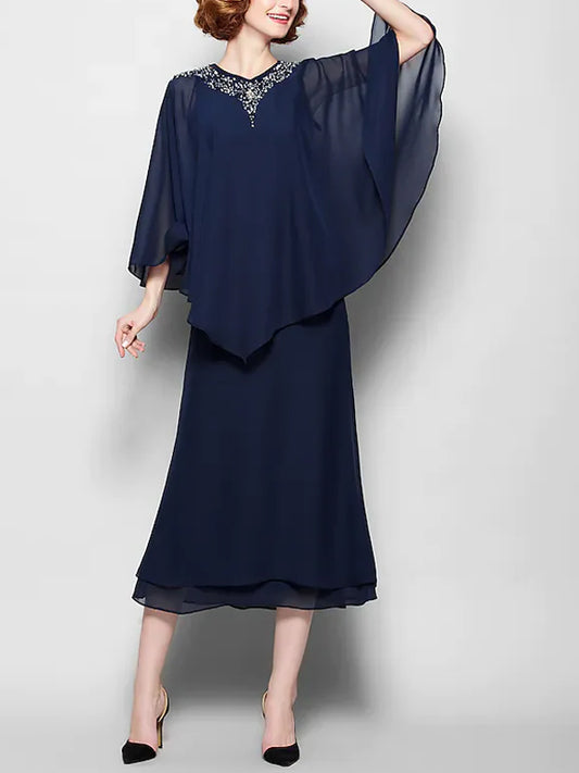 Solid Color Chiffon Midi Dress