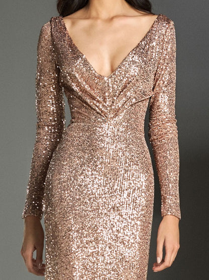 Sequined Elegant Wedding Dance Evening Dress