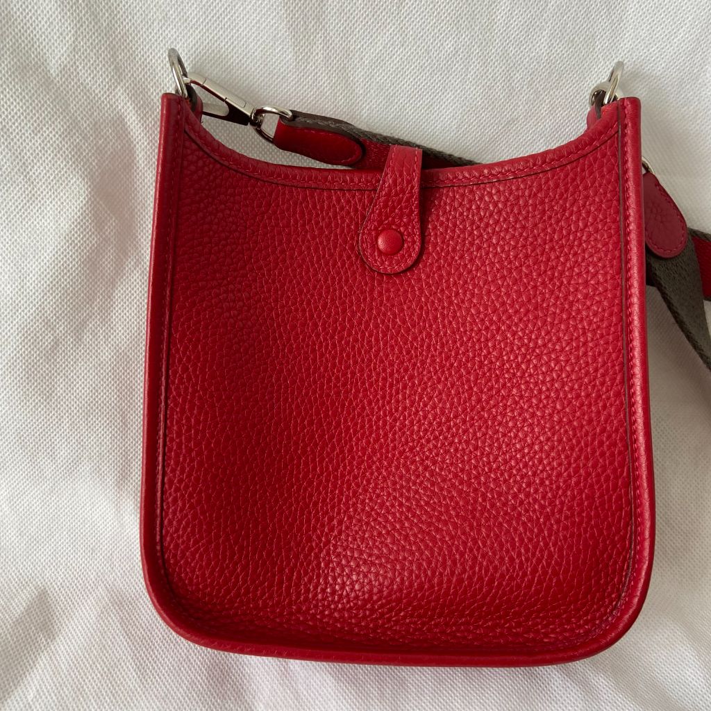 Hermes Red Clemence Leather Evelyne TPM Bag