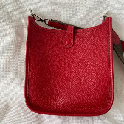 Hermes Red Clemence Leather Evelyne TPM Bag