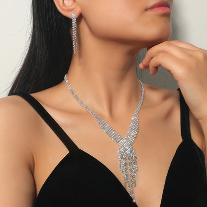 Claw Chain Rhinestone Necklace Set