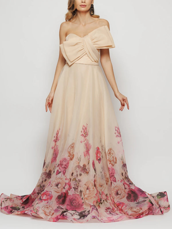 Bow Decoration Elegant Wedding Dress