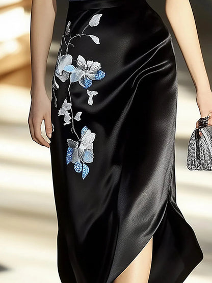 Gradient Embroidered Midi Dress