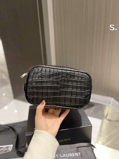 YSL Lou Croc-Embossed Camera Bag