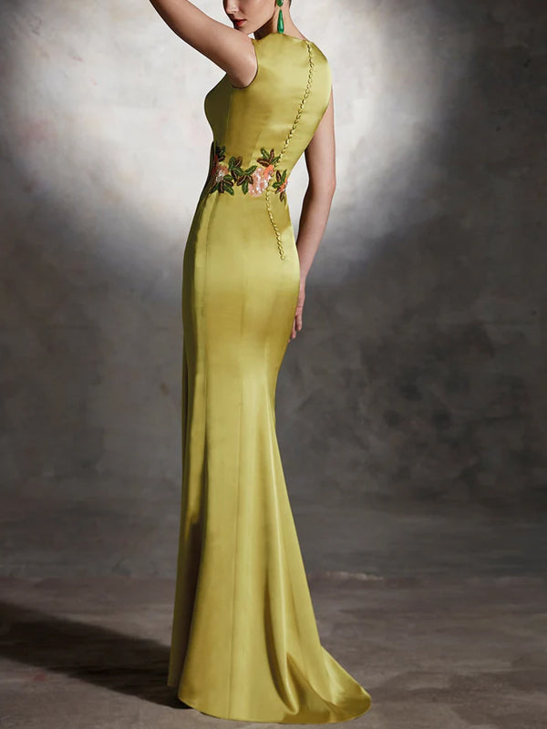 V-Neck Sleeveless Solid Color Maxi Dress