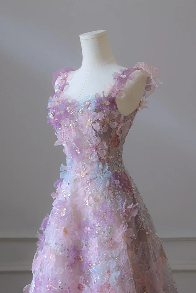 loveedsTM-Purple suspender heavy evening dress