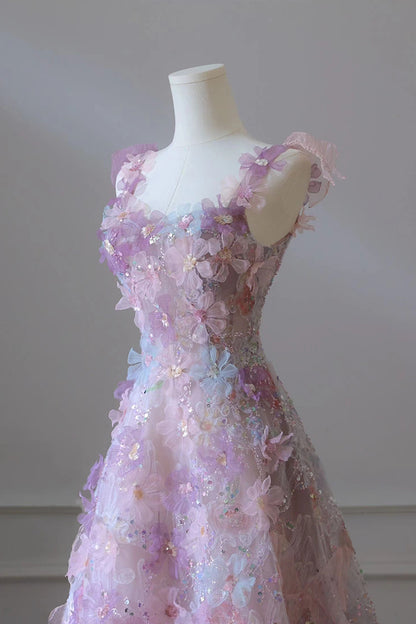 loveedsTM-Purple suspender heavy evening dress