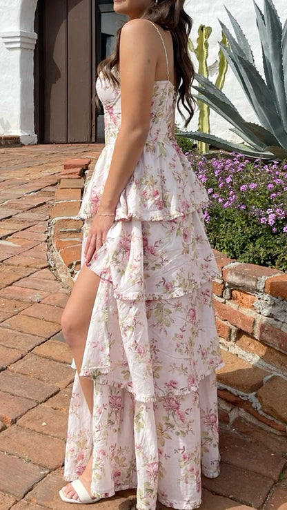 Floral Fashion Elegant Spaghetti Strap Long Chiffon Tulle Ball Gown Evening Dress Garden Party Dress Graduation Dress Prom Dress Wedding Guest Party Dress gh3983