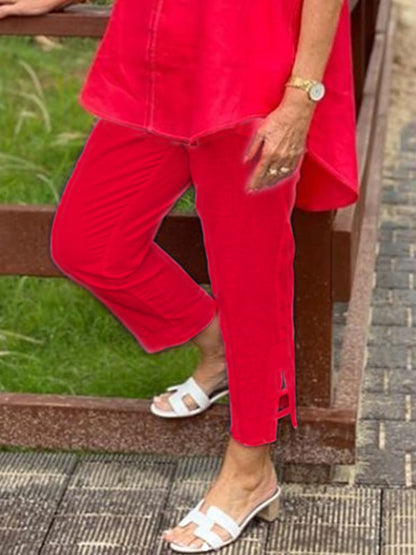 Simple Casual Solid Color Short Sleeve Women's Suit