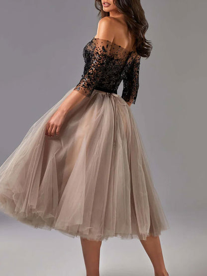 Strapless Midi Tulle Dress