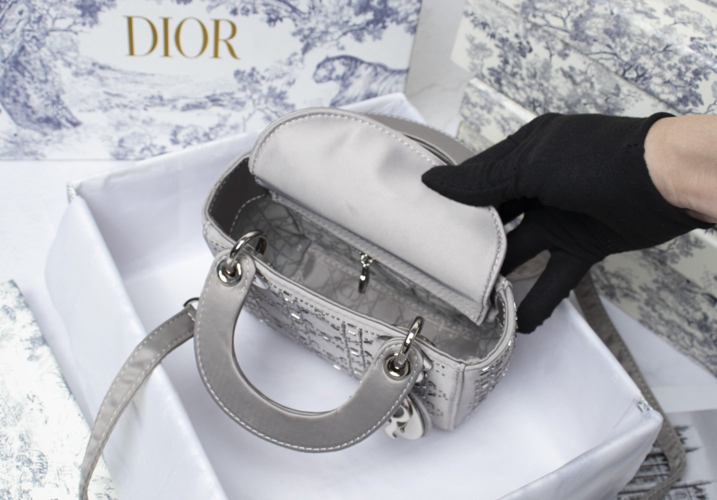 Lady Dior Embellished Cannage Satin Mini