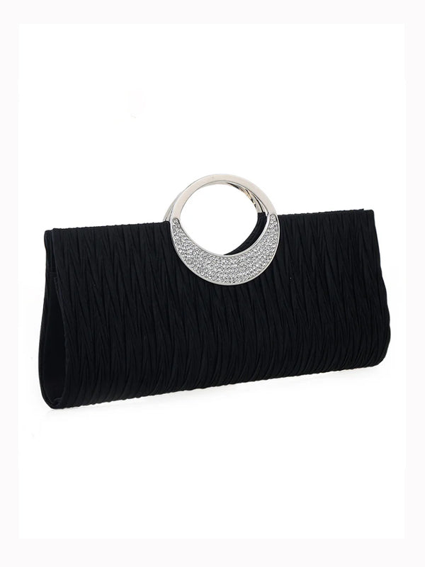 Women's pleated hand-carved evening bag with diamonds