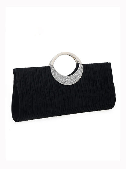 Women's pleated hand-carved evening bag with diamonds