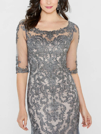 Round Neck Lace Mesh Maxi Dress