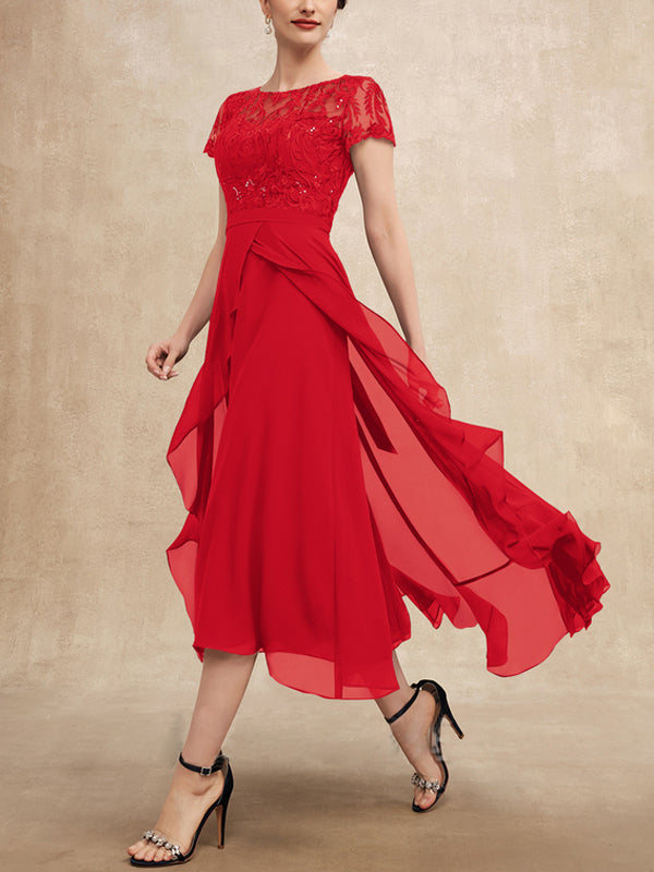 Elegant Lace Chiffon Maxi Dress