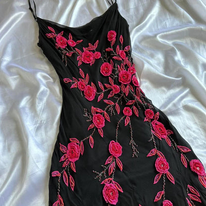 Black gorgeous delicate Beads floral applique spaghetti straps long elegant tulle ball gown evening dress gh3170