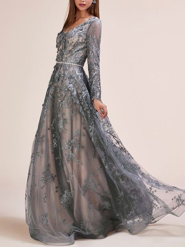 V-neck Lace Temperament Wedding Ladies Dress