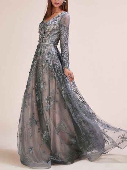 V-neck Lace Temperament Wedding Ladies Dress