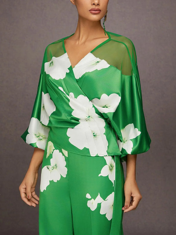 Mesh Splicing Printing Women's Suit