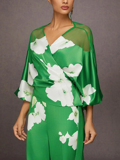 Mesh Splicing Printing Women's Suit