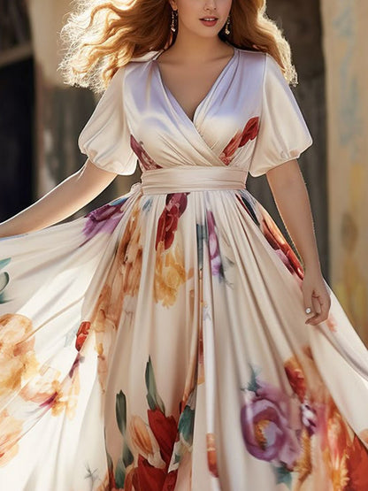 Temperament Chiffon Print Holiday Women's Dress