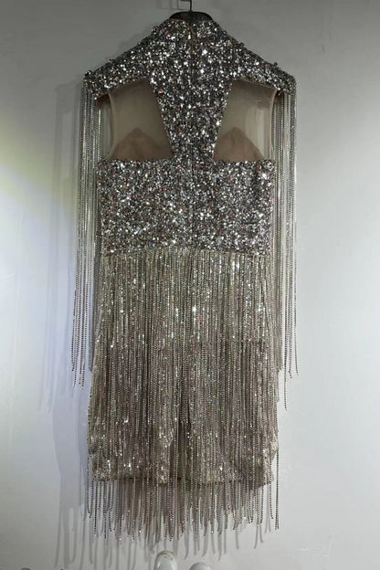 loveedsTM-Tassel sequin short heavy sexy dress-vx