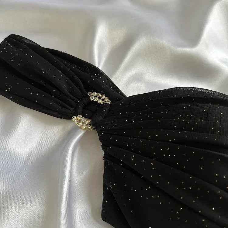 Black Shiny Elegant Long Chiffon Ball Gown Evening Gown Party Dress gh4232