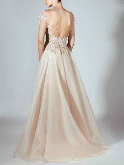 Lace Solid Sequins Maxi Dress