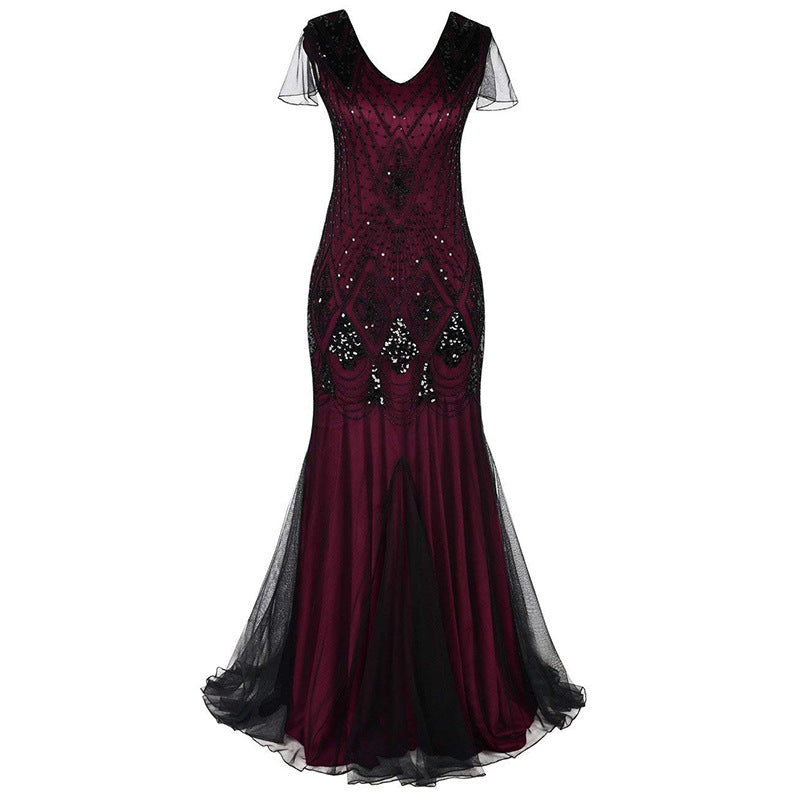 loveedsTM-Sequin dress retro dress plus size banquet party dress dress