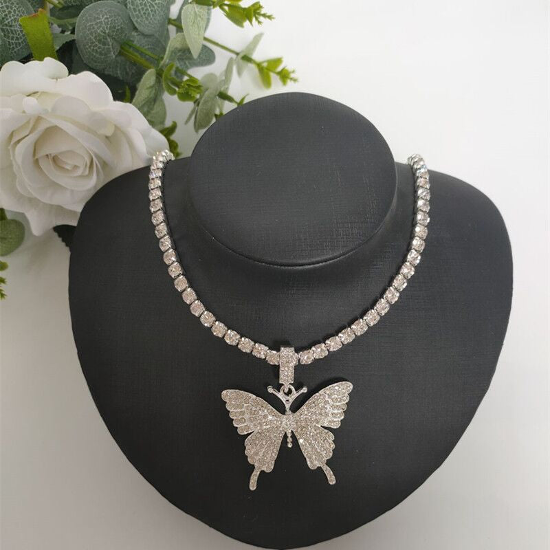 Big butterfly rhinestone necklace