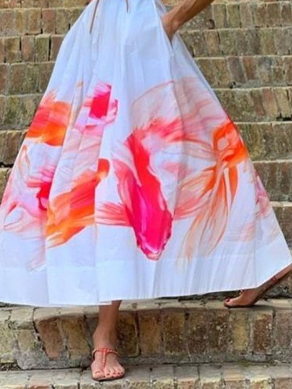 Cotton And Linen Printing Women's Shirt Dress