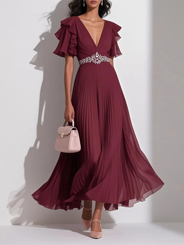 Chiffon Pleated Temperament Party Women's Dress