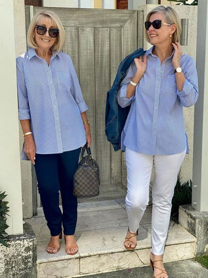 Casual Daily Striped Temperament Casual Ladies Shirt