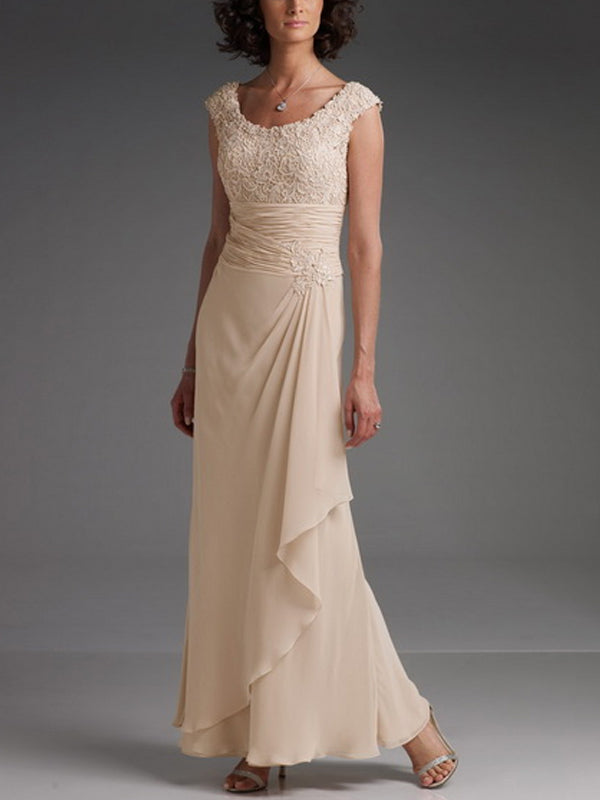 Round Neck Lace Solid Color Maxi Dress