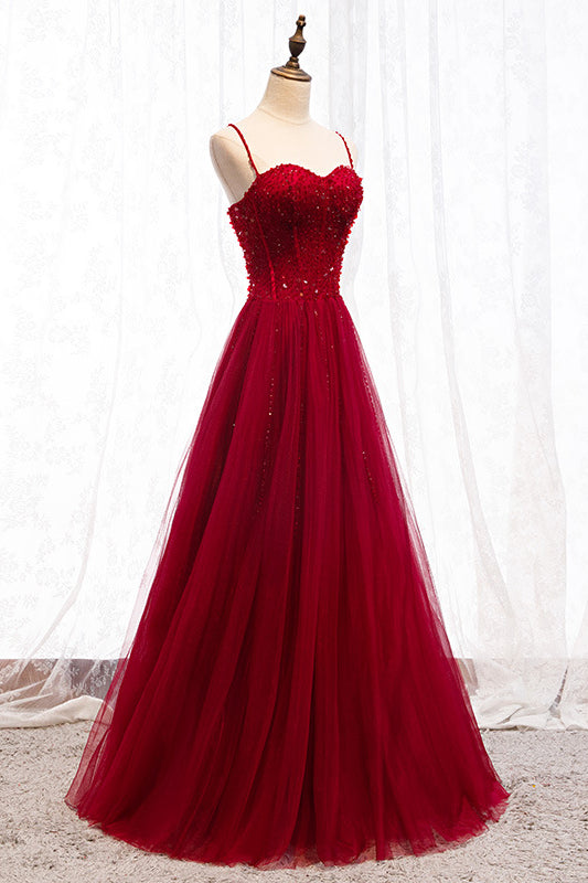 loveedsTM-Red strap banquet evening dress