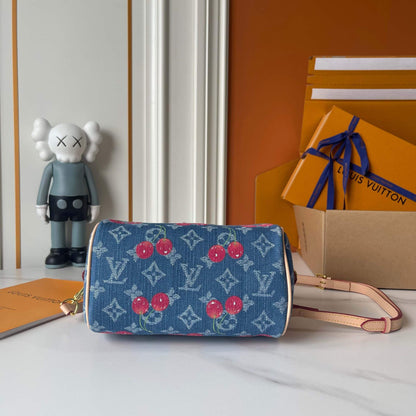 LOUIS VUITTON X TAKASHI MURAKAMI SPEEDY BANDOULIÈRE 20 MONOGRAM DENIM BLUE 20CM