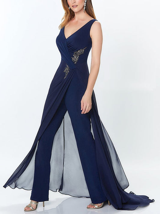 V-Neck Sleeveless Solid Color Jumpsuit