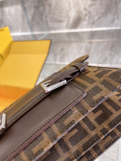 FENDI Zucca Mamma Shoulder Bag Gold Hardware