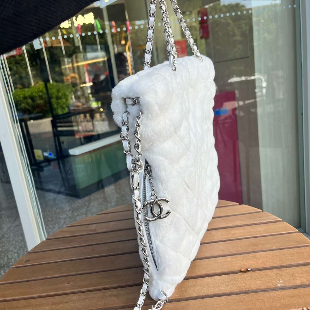 Chanel White Hidden Chain Tote Bag
