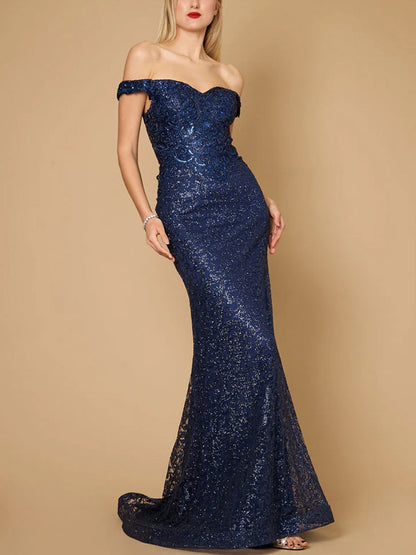 Tube Top Solid Color Sequins Maxi Dress